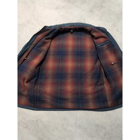 VTG Lands End Flannel Lined Chore Coat Mens L Green Full Zip Work Outdoor - Picture 7 of 10